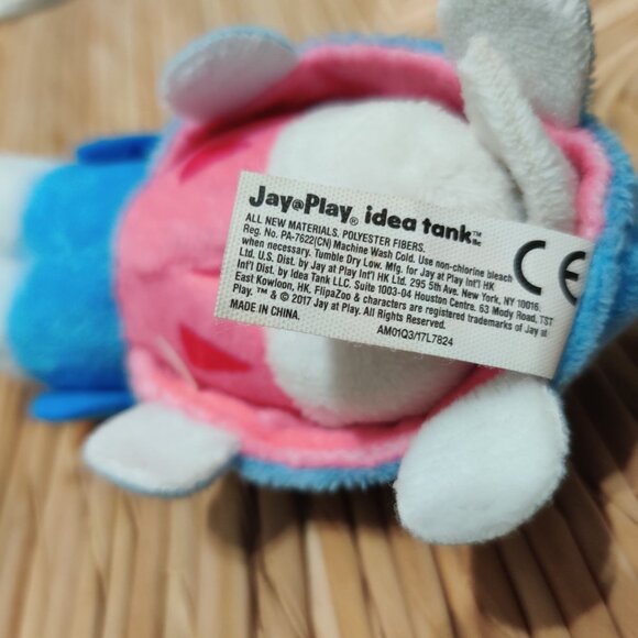 Flipazoo Cat Dog Plush Pink Striped Kitty Blue Puppy Reversible 6" Jay Play Cute - Picture 8 of 10